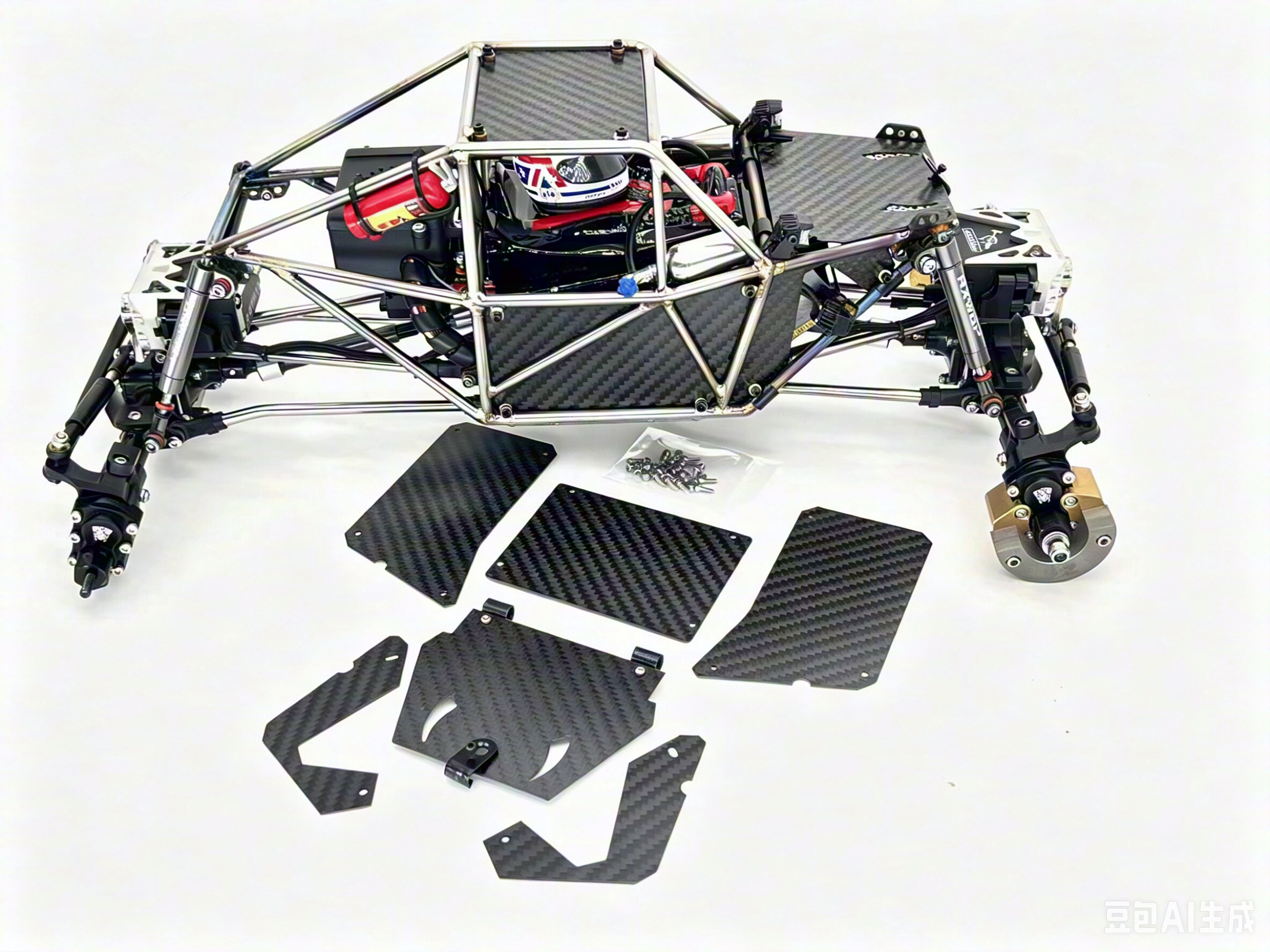 Capra metal roll cage lunar rover carbon fiber panels