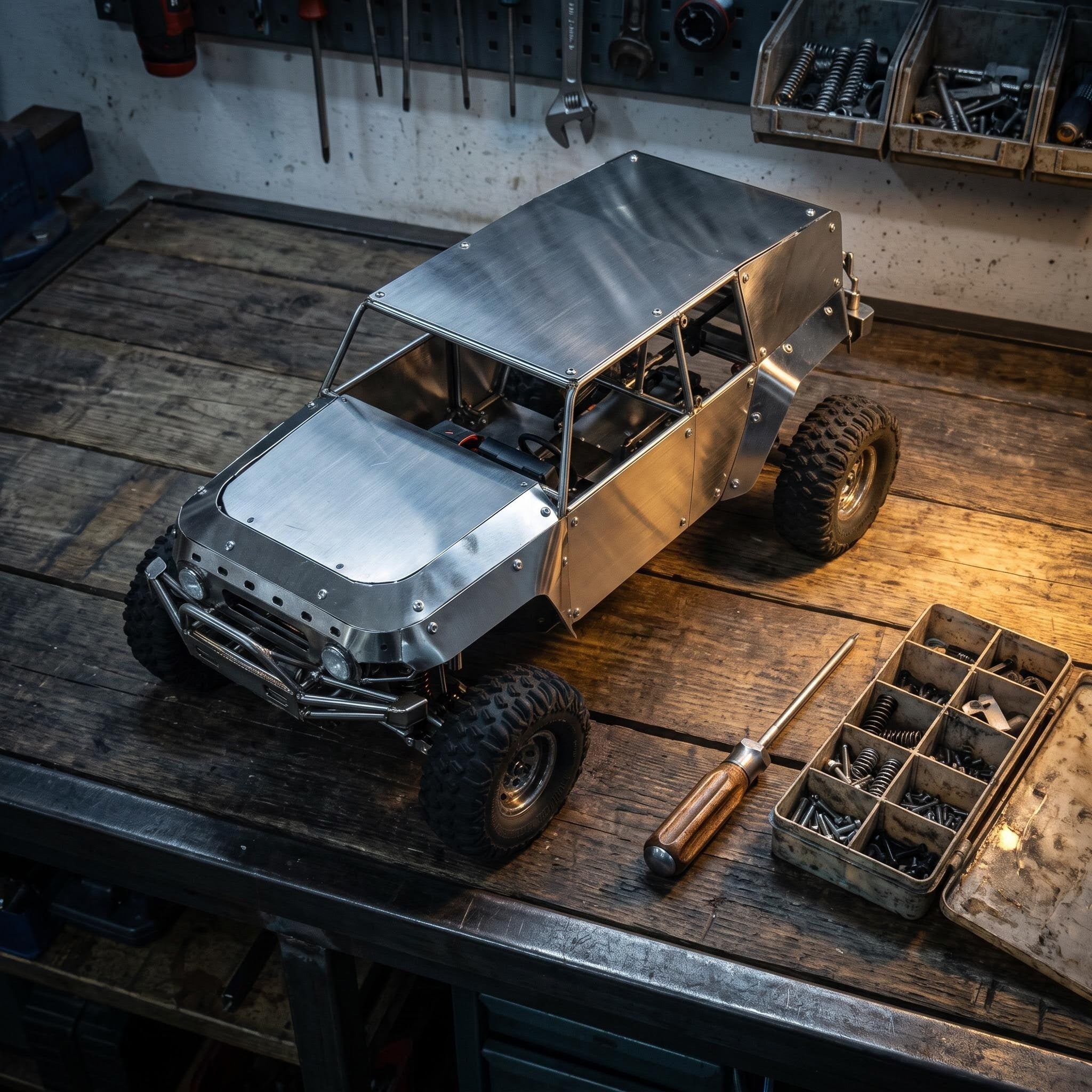 Handcrafted all-metal roll cage for FJ Cruiser, fully customized for the entire vehicle.