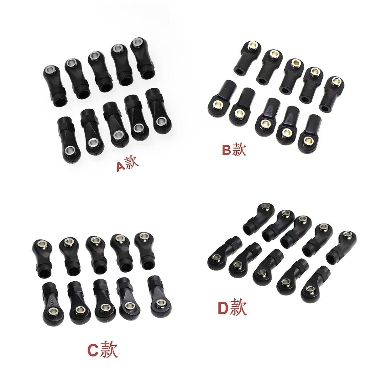 1/10 Scale RC Crawler Parts: SCX10/TRX4 Nylon Ball Ends (M4 Plastic) – Pack of 10