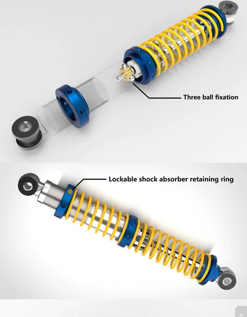 Simulation climbing car all-metal double-section 95MM shock absorber