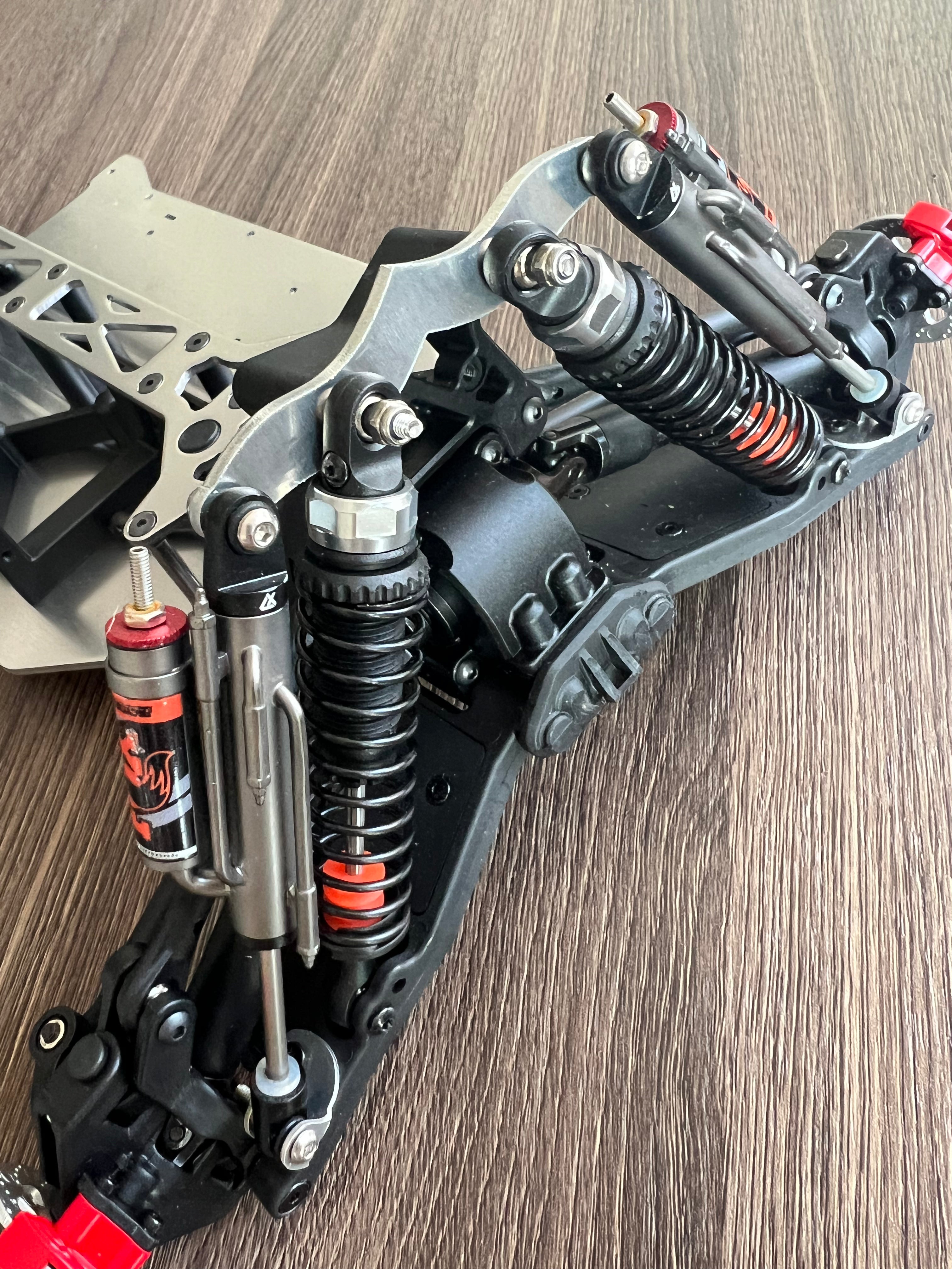 losi hemmer rey front suspension installation bypass shocks bracket