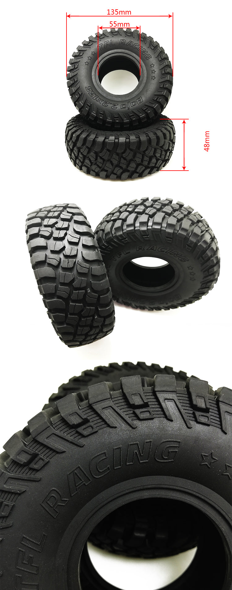 2.2 inch simulation climbing car tire with inner bladder
